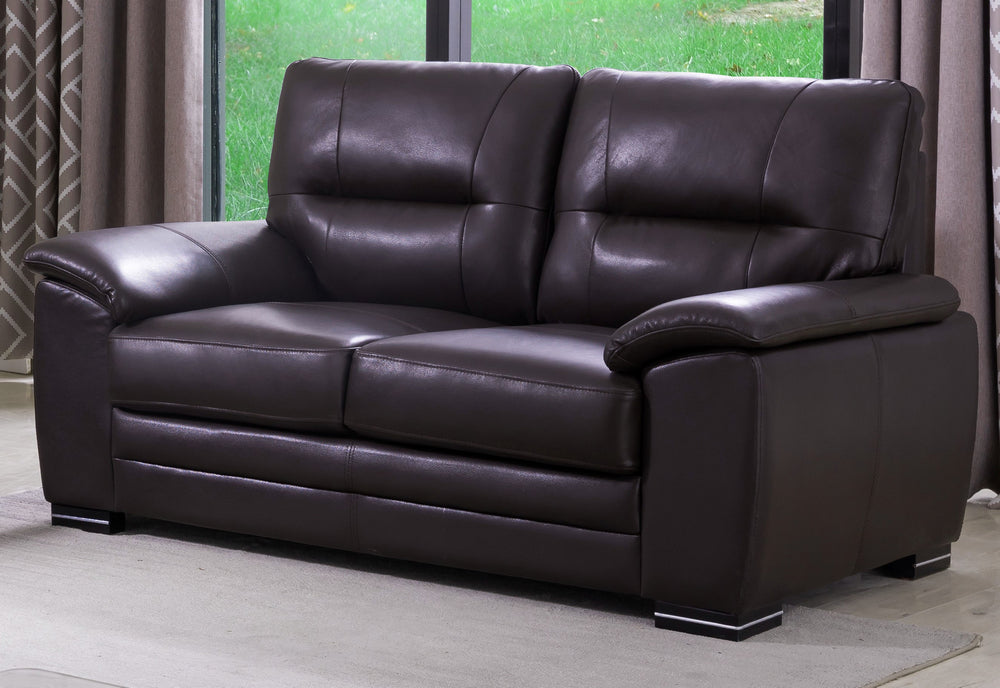 Nehir Chocolate Top Grain Leather Match Loveseat with USB