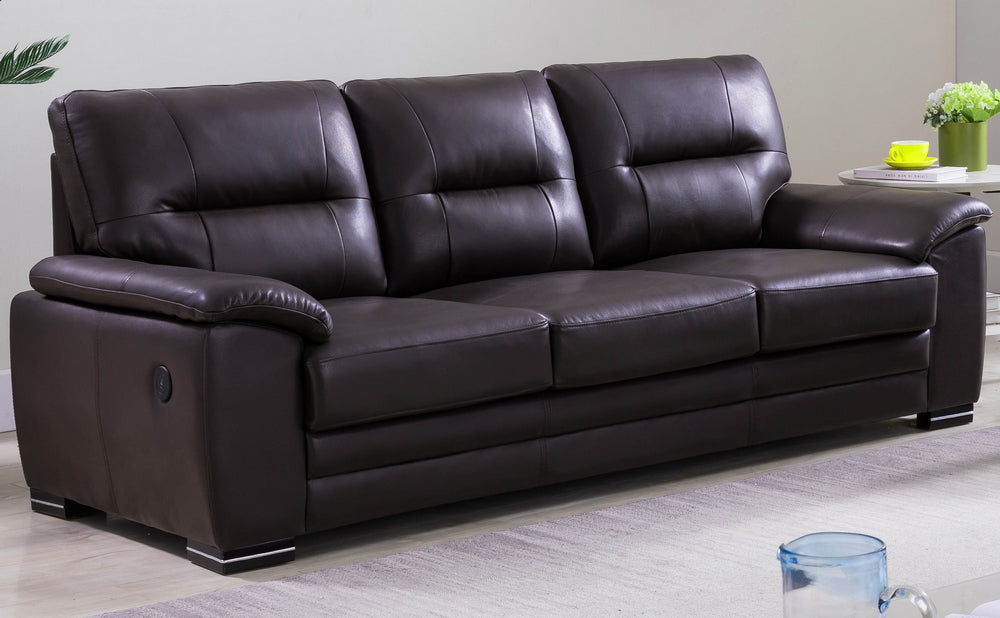 Nehir Chocolate Top Grain Leather Match Sofa with USB