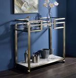 Neilo Clear Glass/Wire Brass Metal Serving Cart