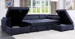 Nekoda Navy Blue Fabric LAF Sectional Sofa with Sleeper