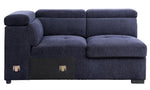 Nekoda Navy Blue Fabric LAF Sectional Sofa with Sleeper