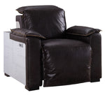 Nernoss Dark Brown Leather/Metal Power Recliner