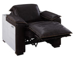 Nernoss Dark Brown Leather/Metal Power Recliner