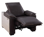 Nernoss Dark Brown Leather/Metal Power Recliner