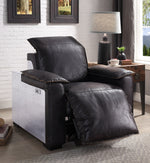 Nernoss Dark Brown Leather/Metal Power Recliner