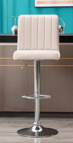 Nestani 2 Beige Velvet/Silver Metal Bar Stools