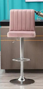 Nestani 2 Pink Velvet/Silver Metal Bar Stools