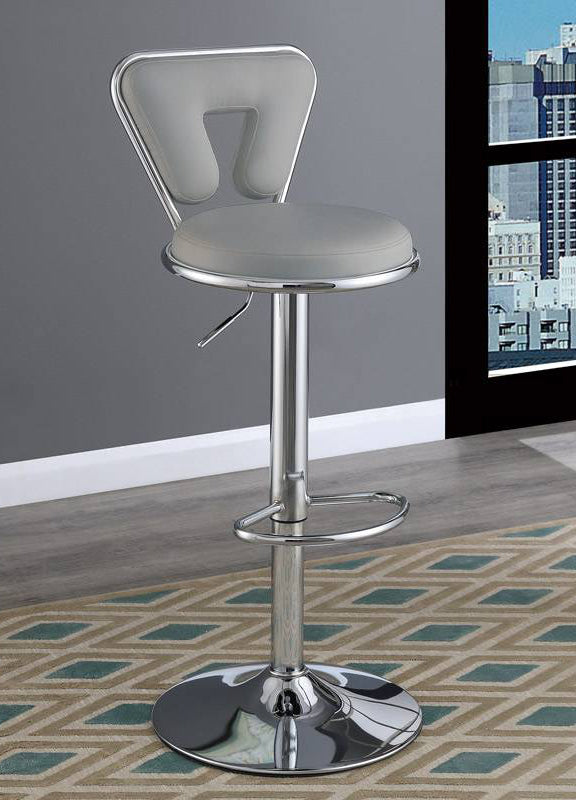 Netra 2 Grey Faux Leather/Metal Adjustable Bar Stools