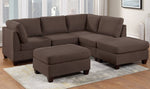 Neus Black Coffee Fabric Modular Sectional with Ottomans