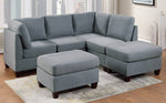 Neus Grey Fabric Modular Sectional with Ottomans