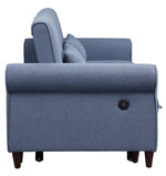 Nichelle Blue Fabric Power Recliner Sofa with Sleeper