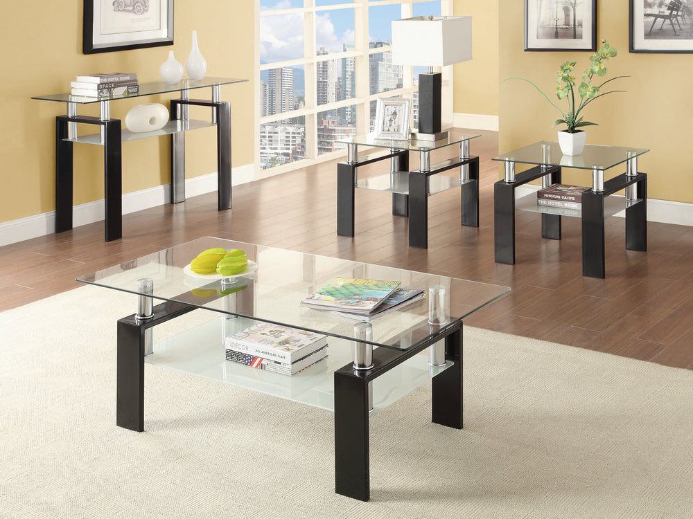 Nicolina 4-Pc Clear Glass/Black Metal Coffee Table Set