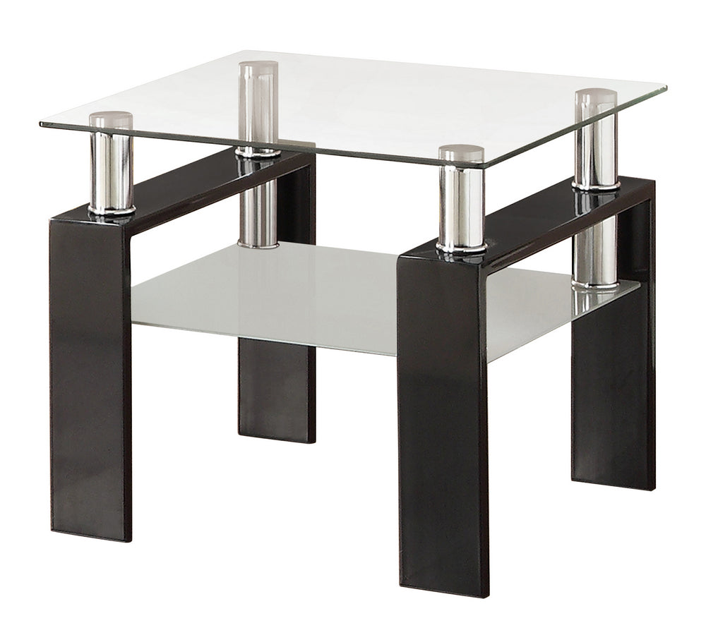 Nicolina Clear Glass/Black Metal End Table