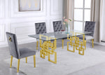 Nikola 5-Pc Gray/Gold Dining Table Set