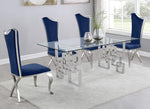 Nikola 5-Pc Silver/Navy Dining Table Set