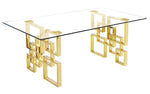 Nikola 7-Pc Gold/Teal Blue Dining Table Set