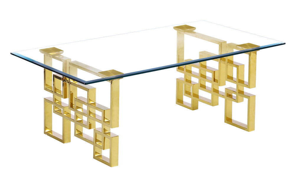 Nikola Clear Glass/Gold Metal Coffee Table