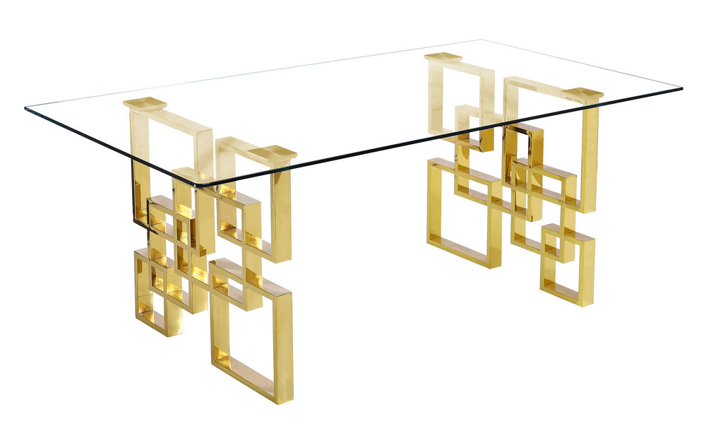 Nikola Clear Glass/Gold Metal Dining Table