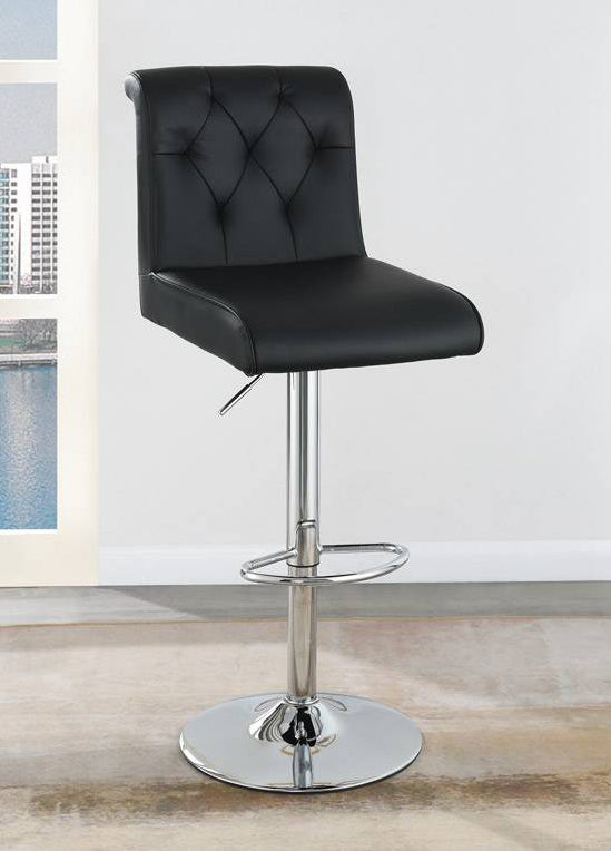 Nirali 2 Black Faux Leather/Metal Adjustable Bar Stools