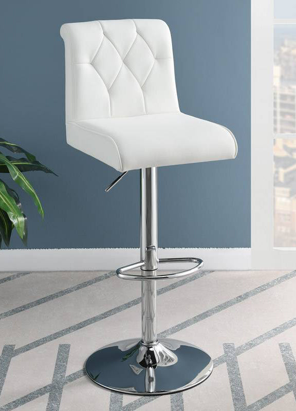 Nirali 2 White Faux Leather/Metal Adjustable Bar Stools