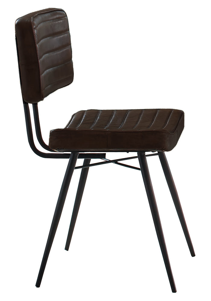 Noa 2 Espresso Goat Leather/Black Metal Side Chairs