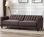 Noah Chocolate Fabric Tufted Sofa Bed