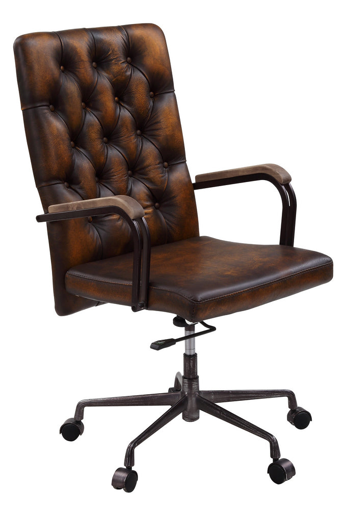 Noknas Brown Leather/Metal Office Chair