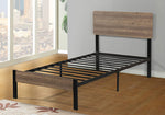 Nolan Grayish Brown Wood/Black Metal Twin Platform Bed