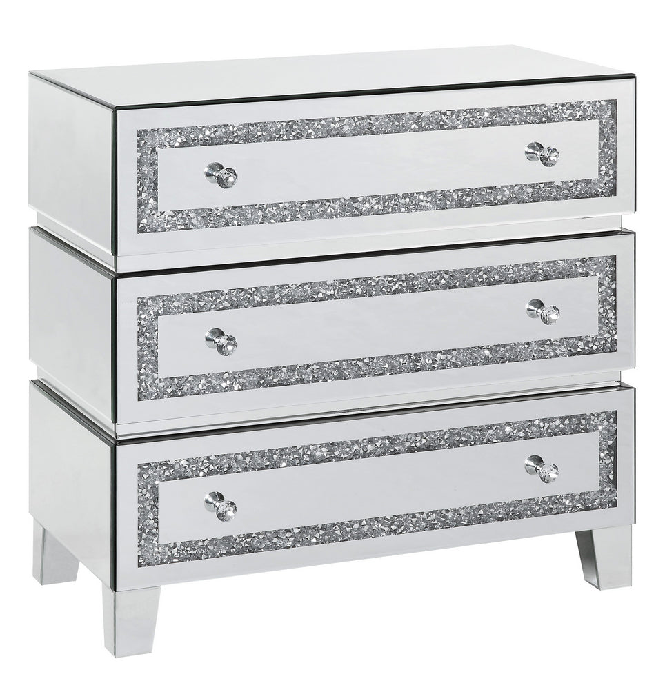 Noor Mirrored 3-Drawer Accent Table