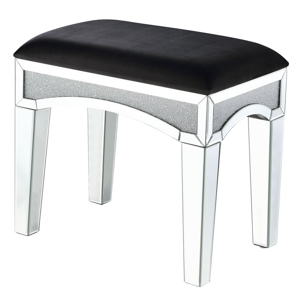 Noralie Black Flannel/Mirrored Vanity Stool