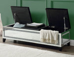 Noralie Black Upholstered/Mirrored Bench with Storage Console