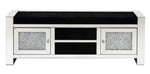 Noralie Black Upholstered/Mirrored Frame Bench with 2 Doors