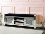 Noralie Black Upholstered/Mirrored Frame Bench with 2 Doors