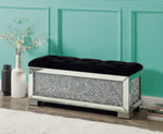 Noralie Black Upholstered/Mirrored Frame Bench with Storage