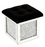 Noralie Black Upholstered/Mirrored Frame Ottoman with Storage