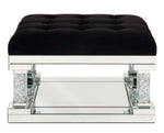 Noralie Black Upholstered/Mirrored Ottoman