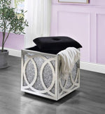 Noralie Black Upholstered Ottoman with Storage