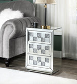 Noralie Chess Design Mirrored 3-Drawer Accent Table