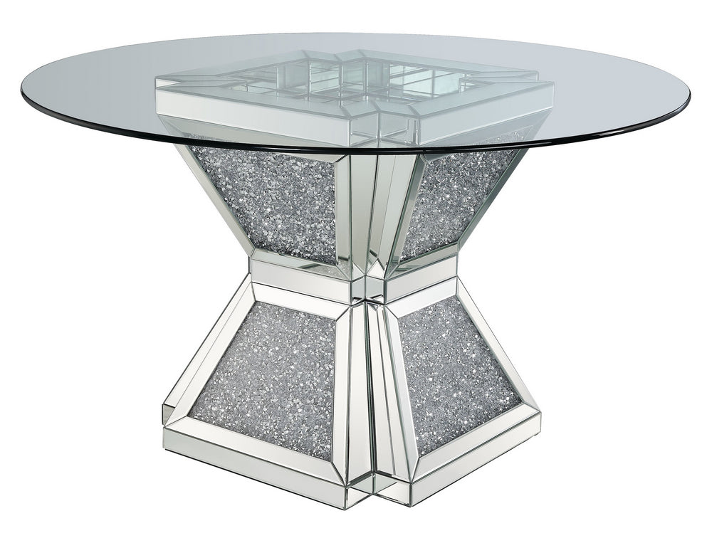 Noralie Mirrored/Clear Glass Dining Table