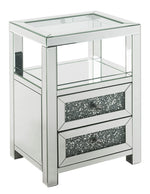 Noralie Clear Glass/Mirrored 2-Drawer Accent Table