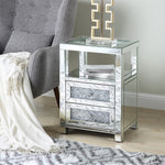 Noralie Clear Glass/Mirrored 2-Drawer Accent Table