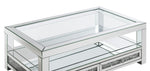 Noralie Mirrored 2-Drawer Coffee Table with Shelf