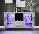 Noralie Mirrored 2-Drawer Server with Wine Rack