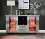 Noralie Mirrored 2-Drawer Server with Wine Rack