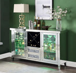 Noralie Mirrored 2-Drawer Server with Wine Rack