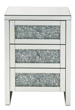 Noralie Mirrored 3-Drawer Accent Table with Faux Diamonds