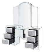 Noralie Mirrored 6-Drawer Vanity Desk with Mirror