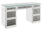 Noralie Mirrored 7-Drawer Writing Desk with Faux Diamonds