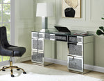 Noralie Mirrored 7-Drawer Writing Desk with Faux Diamonds