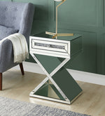 Noralie Mirrored Accent Table with Drawer & Faux Diamonds